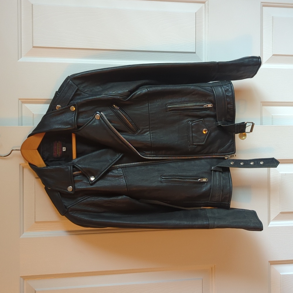 Reworked leather biker jacket